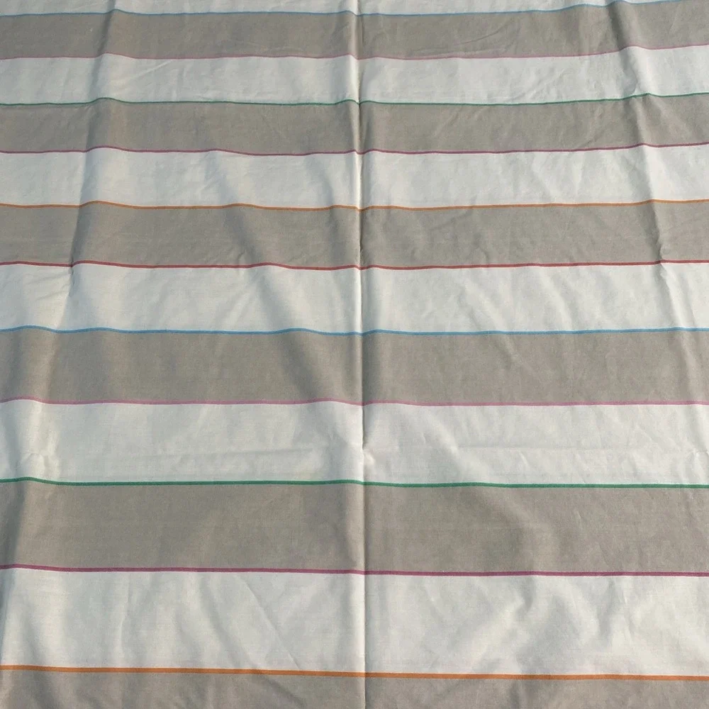 VTG TWIN Atelier Martex Pillowcase & Sheets Percale ~ Beige Tan w Pastel Stripes